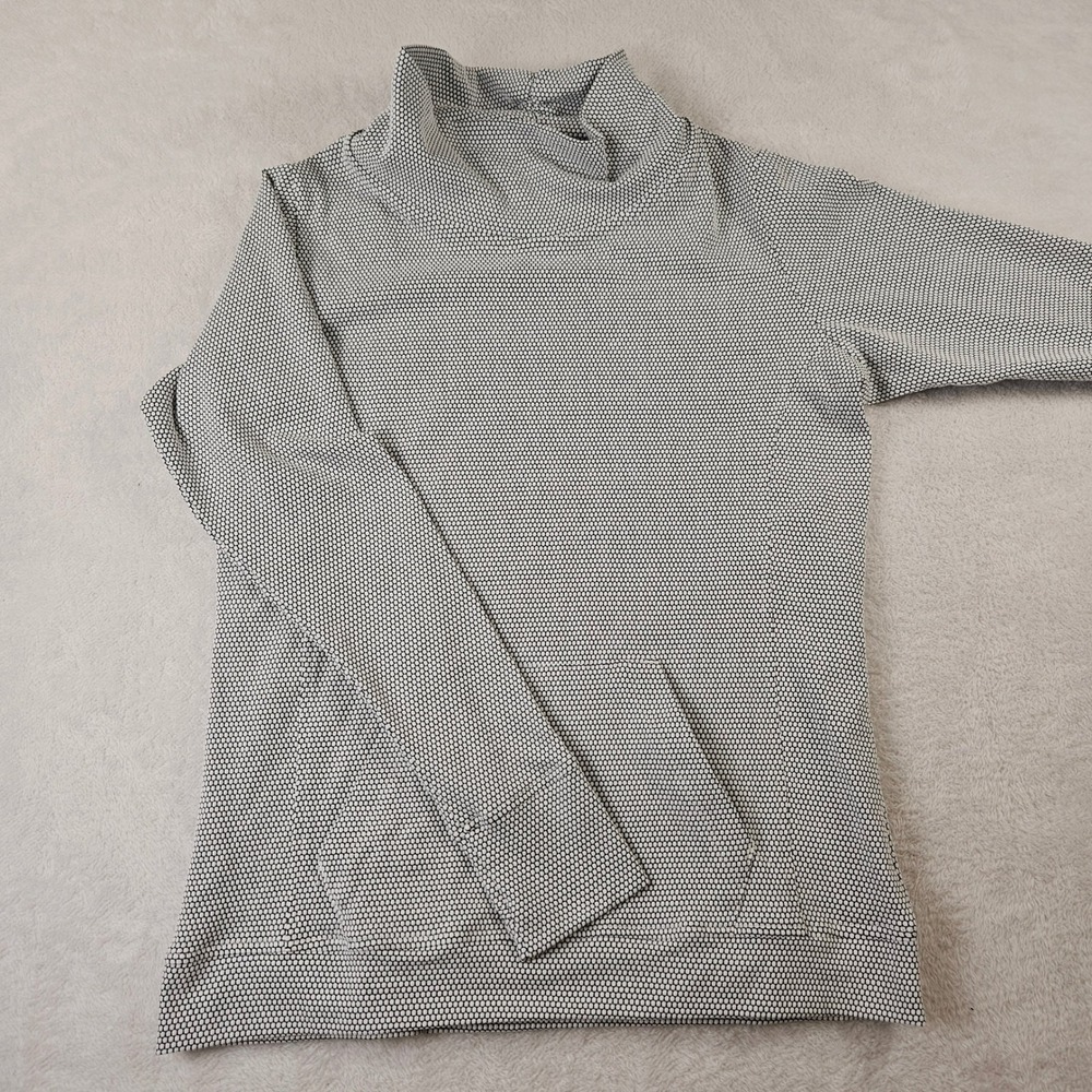 Albion Fit Go To Cowl Neck Pullover Black White Honeycomb Thumbhole Small